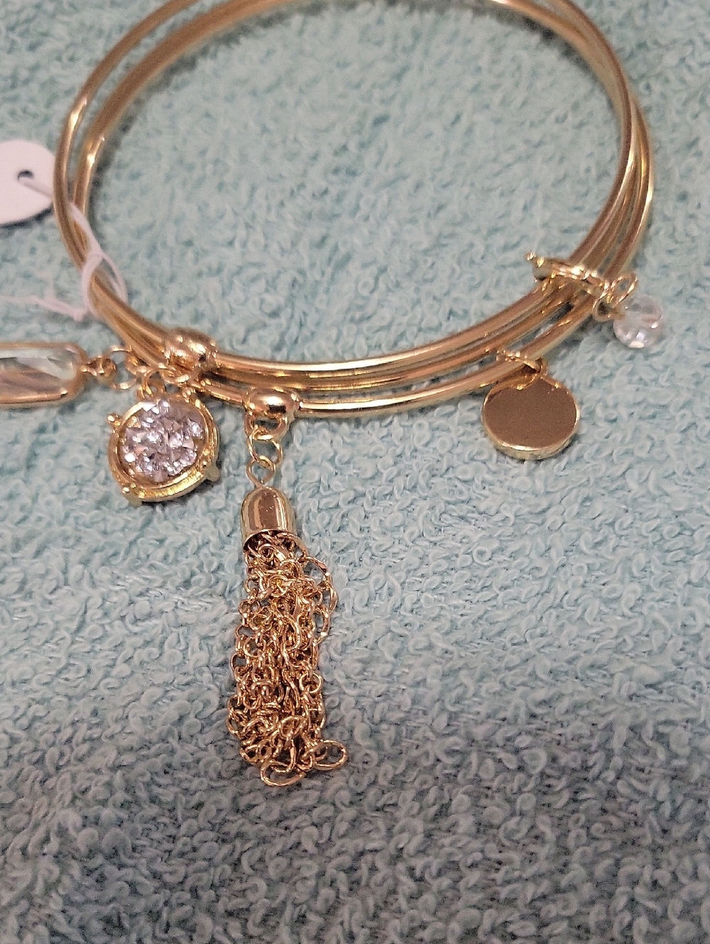 Lane Bryant Gold-Tone Multi Charm Tassel Bangle Bracelet